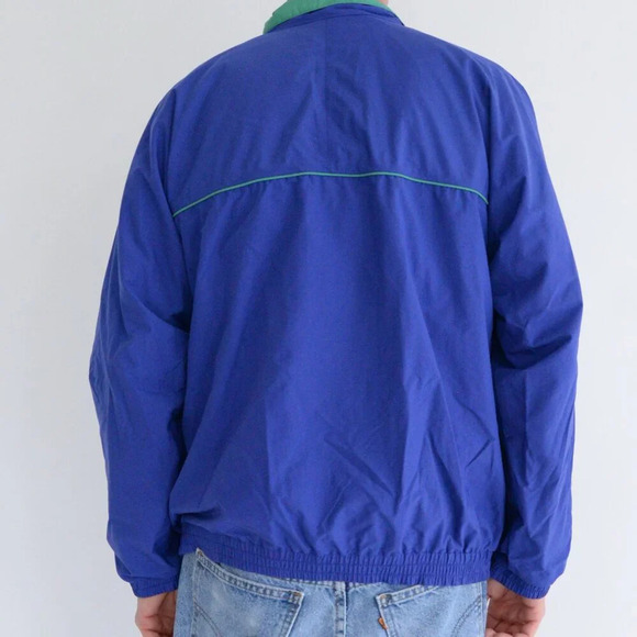 Vintage 90S Tourney Blue  And Green Lightweight Nautical Zip Up Nylon Jacket L - Picture 2 of 11